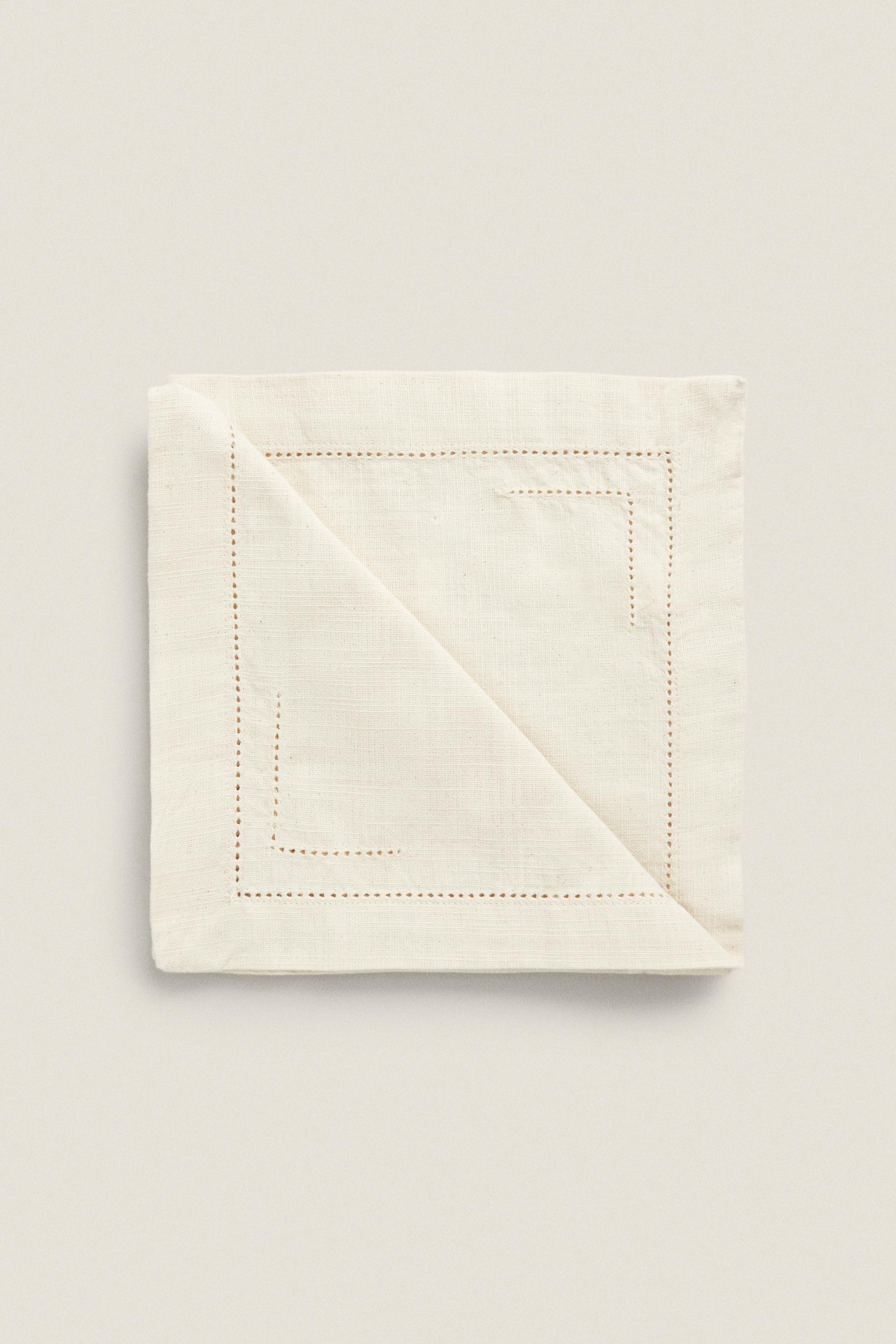 SET OF HEMSTITCHED COTTON NAPKINS (SET 2)